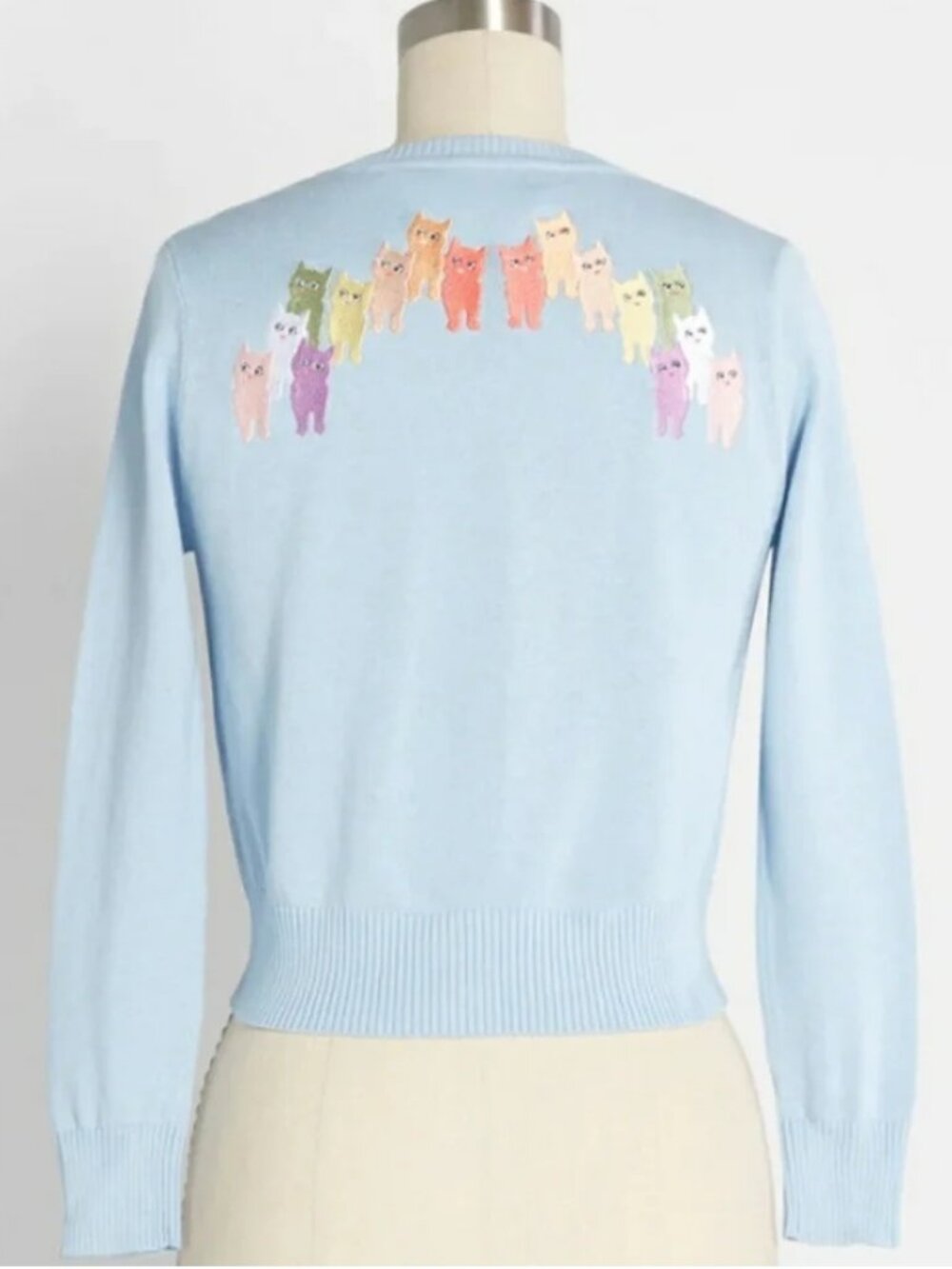 Modcloth X Collectif Jessie Rainbow Cat Cardigan Plus Size 22 Cropped Pastel